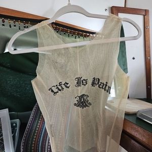 Alexander McQueen "Life is Pain" Mesh Tank Top